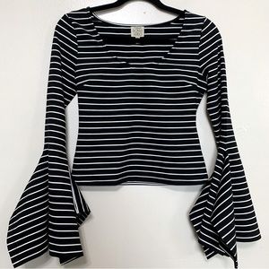 Ronny Kobo bell sleeve striped top size M
